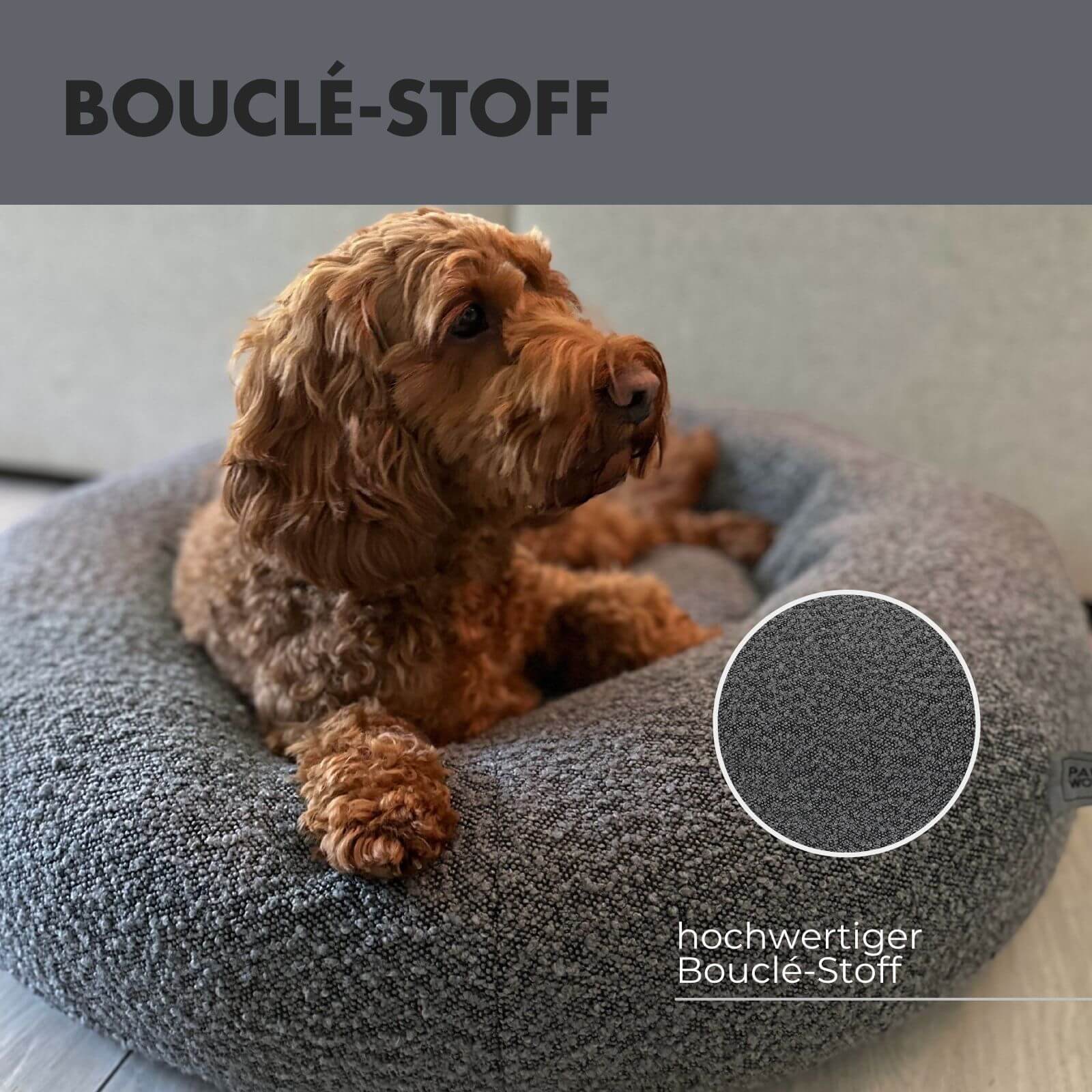 Hundebett LENI Bouclé Grau Ø 80cm
