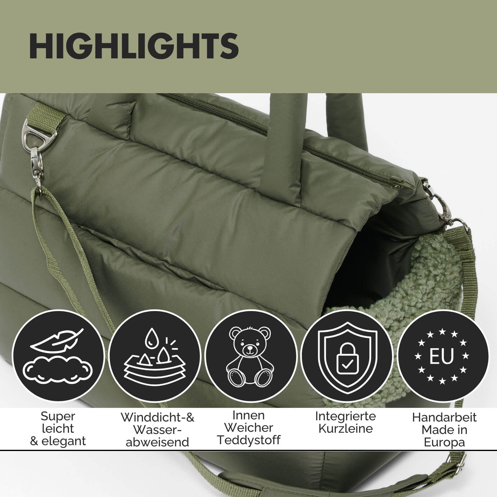 Hundetragetasche SARA Olive