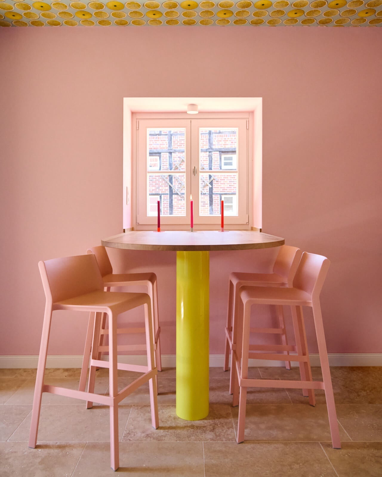 Kerzenständer | Kerzenhalter für Stabkerzen HERZ Rosa + Kerze